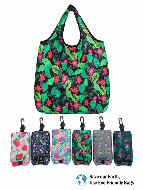 Hook-on Reusable Foldable Shopping Bags (12pcs) 